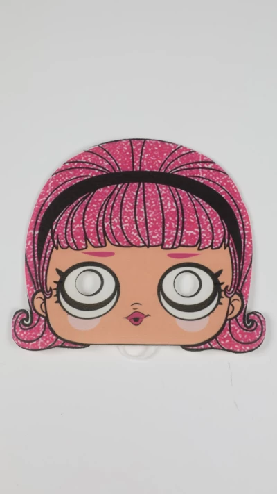 ماسک پارچه ای دختر مو صورتی چشم سفید