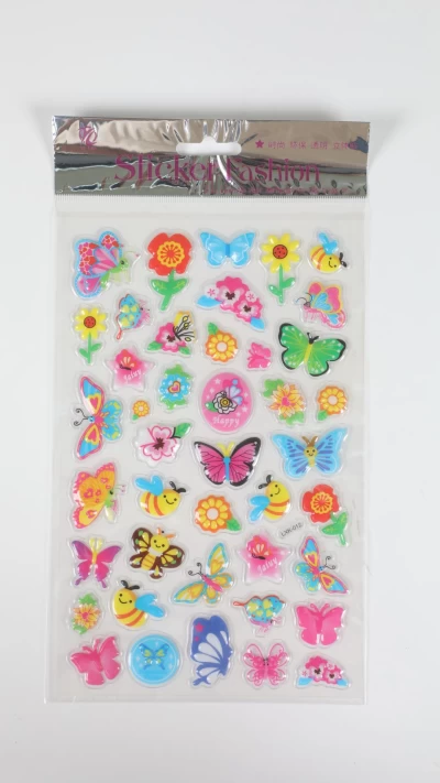 استیکر نقره ای گل و پروانه