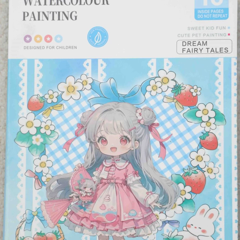 دفتر آبرنگی پالت دار دختر توت فرنگی