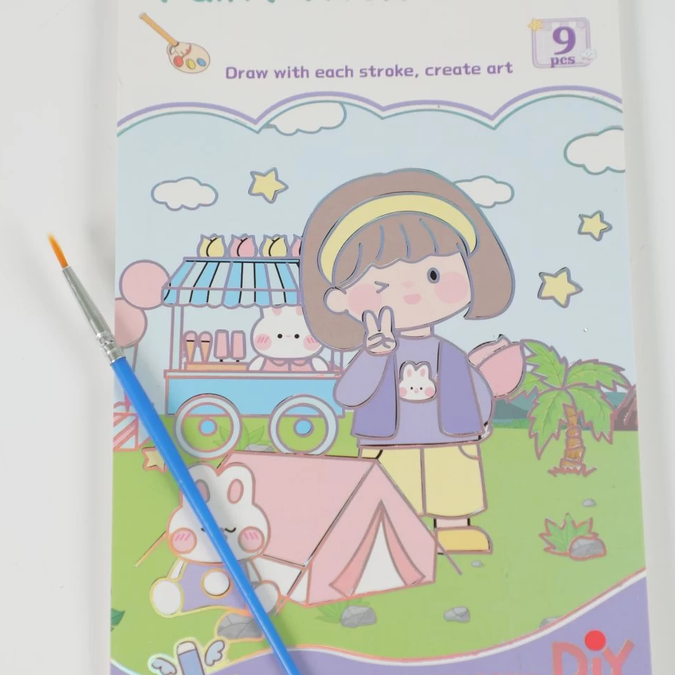 دفتر آبرنگی متوسط دختر کارتونی