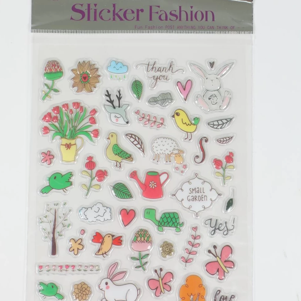 استیکر نقره ای گل و پرنده